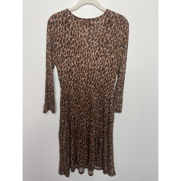 Urban Outfitter Medium Mercer Plunge Mini Dress Leopard Print Brown Deep V-Neck - Picture 14 of 14